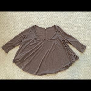 Free People Beige Pleated Shirt
